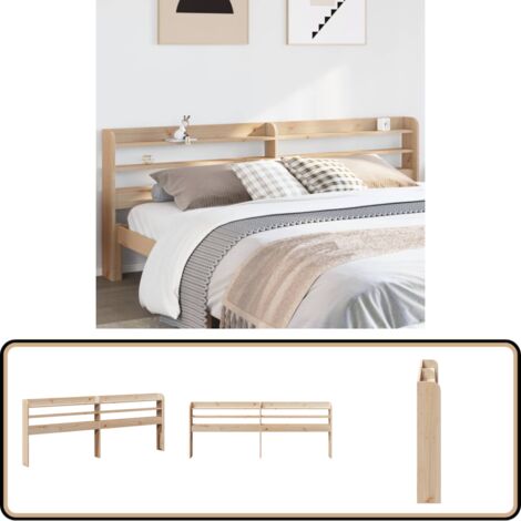 Tête De Lit Blanche Avec 3 étagères En Pin Massif - Largeur 90 Cm - Design Sur Pied, Pas Besoin De Fixation Murale