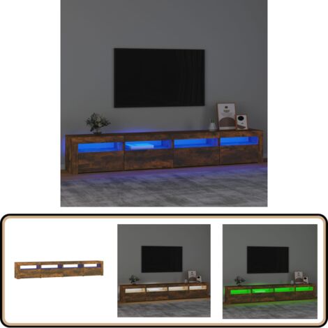 Meuble TV avec lumières LED Chêne fumé 240x35x40 cm - Meuble Tv - Meuble Tv Led - Meuble Tv Avec Éclairage - Meuble Tv Design - Meuble Tv Moderne (1/5)