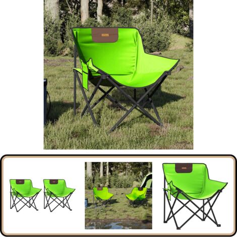 Chaise Pliante Camping Avec Porte-Boisson - Fauteuil Métallique Charge 130kg Rouge
