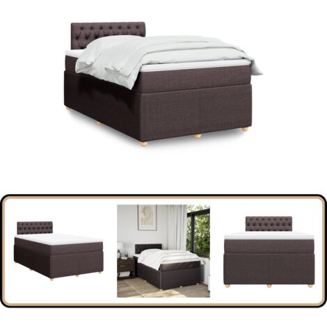 Sommier à Lattes De Lit Matelas Et LED Marron Foncé 120x200 Cm - Lit