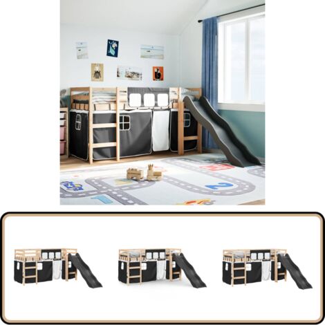 VidaXL Lit Mezzanine Enfants Avec Tour, Lit Surélevé Pour Enfants Avec Échelle, Meuble De Rangement Chambre, Moderne, Rose 80x200cm Bois Pin Massif