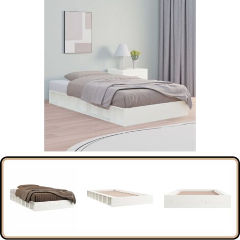 Lit Futon 140x200 Cm Blanc - Style Japonais Minimaliste - Bois - Pour Chambre Adolescent Ou Petit Espace