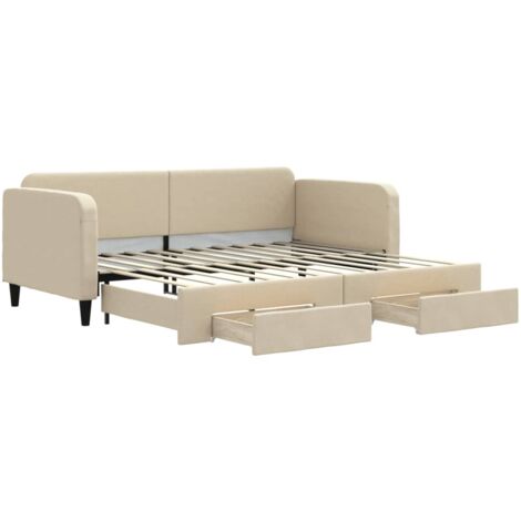 Canapé Convertible 90x200cm, Lin, Lit Adulte Avec Lit Gigogne 90x190cm Usb Sommier A Lattes Sans Matelas 85716560