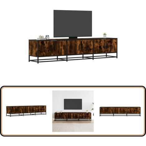 VidaXL Meuble TV Noir Chêne 180x31,5x40 Cm - Meuble Bas Avec 4 Portes Bois D'Ingénierie