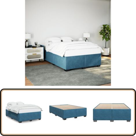 Lit Simple,Lit Adulte,Cadre De Lit Avec Tête De Lit Bleu 100 X 200 Cm Tissu245349 90628894