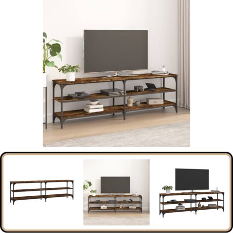 Meuble TV chêne fumé 160x30x50 cm bois d'ingénierie - Meubles Tv - Meuble Tv Industriel - Meuble Tv Rustique - Meuble Tv Bois - Meuble Tv Moderne (1/5)