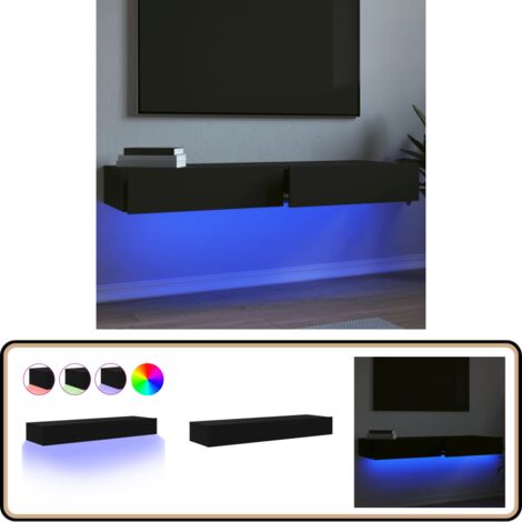 Meubles tv avec éclairage led 2 pcs noir 60x35x15,5 cm Meubles tv avec éclairage led 2 pcs noir 60x35x15,5 cm
