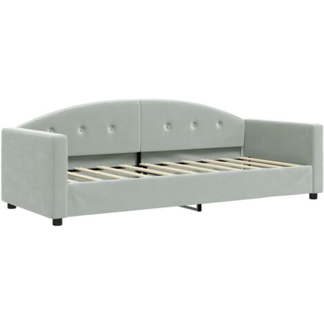Lit D’angle Design Avec Tête De Lit En Velours – Cadre Moderne Et Robuste – Fixation Murale Pour Gagner De L’espace