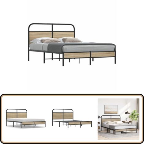 vidaXL Cadre de lit sans matelas 140x190 cm chêne fumé bois ingénierie