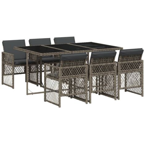 Ensemble à Manger De Jardin Avec Coussins 7 Pcs Beige VidaXL 3099471