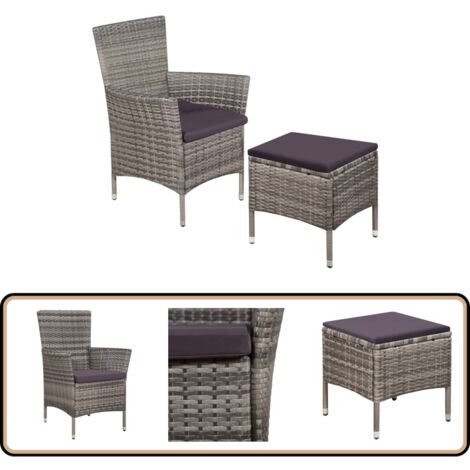 Tabouret Pliable Extérieur Résine Tressée Gris - Siège Jardin Terrasse Patio Balcon, Cadre Acier, Léger Et Résistant Aux Intempéries
