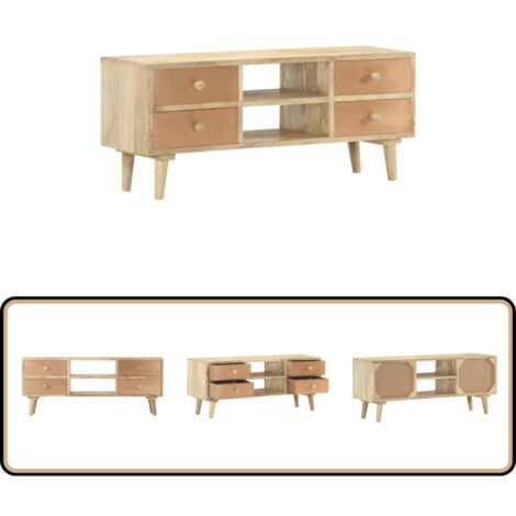 Meuble TV 110x30x40 cm Bois de manguier brut | Leroy Merlin