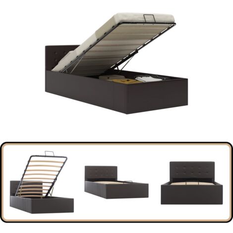 Lit Enfant 90 X 200 Cm Avec Rangement Hydraulique, Lit Simple En Bois Pour Tableau Noir Et Felt Lit Coffre Avec Sommier A Lattes Gris 99317179