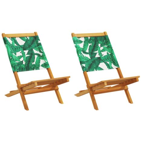 Lot De 2 Chaises De Plage Pliantes En Bois D'eucalyptus - Inclinaison 3 Positions, Charge 110 Kg - Vert