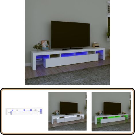 Meuble TV avec lumières LED Blanc 230x36,5x40 cm - Meubles Tv - Meuble Tv - Télévision - Luminaire Led - Éclairage Rgb (1/5)