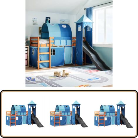 Rideaux pour lit mezzanine - V GEBY - Bleu - 100% polyester - Poches de Rideaux pour lit mezzanine - V GEBY - Bleu - 100% polyester - Poches de