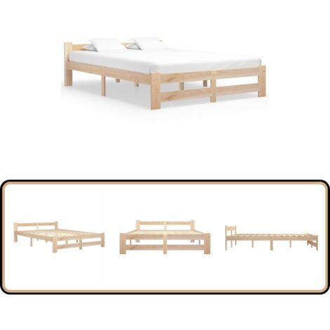 Lit Palette 180x200 Cm Bois De Pin Massif - Cadre Très Grand Brun Robuste