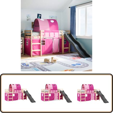 Rideaux VidaXL Pour Lit Mezzanine Avec Tunnel Et Tour Rose - Déco Pratique Et Amusante