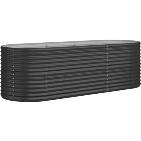 Bac à Plantes Surélevé Acier Galvanisé 400x80x77cm Anthracite - Jardinière Extérieur Pour Jardin Et Balcon
