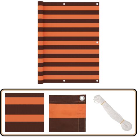 Paravent De Balcon Tissu Oxford 90x300 Cm - Orange Et Marron - Imperméable Et Résistant Au Vent - Avec œillets Et Corde