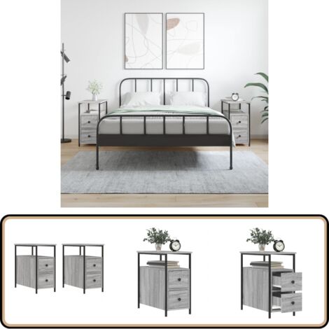 Lot De 2 Tables De Chevet Vicco Sonoma Avec 3 Tiroirs - Commode Sommier - Neuf