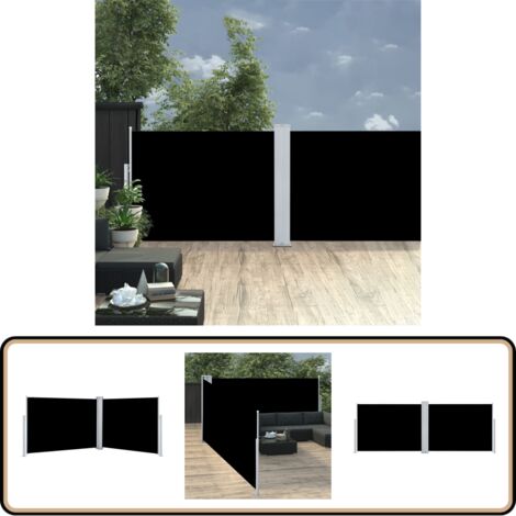 Store Latéral Rétractable Pour Terrasse/Balcon – 600x160 Cm, Noir – Brise-Vue, Pare-Soleil, Intimité - 8