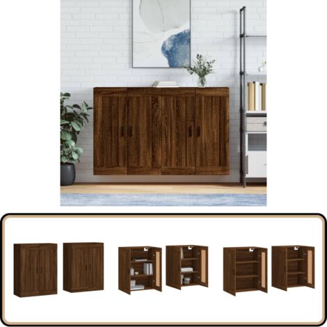 Armoires murales 2 pcs chêne marron bois d'ingénierie - Armoire Murale - Meuble Rangement - Buffet - Commode - Étagère Murale (1/5)