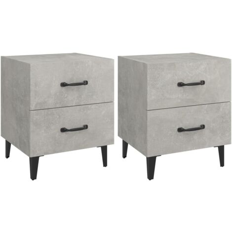 Lot de 2 tables de chevet 1 tiroir en tissu avec niche bois blanc