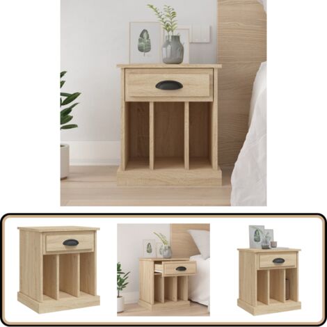 Table De Chevet LONELYO – 2 Tiroirs, Design Rayé Bleu, Métal Robuste - 3