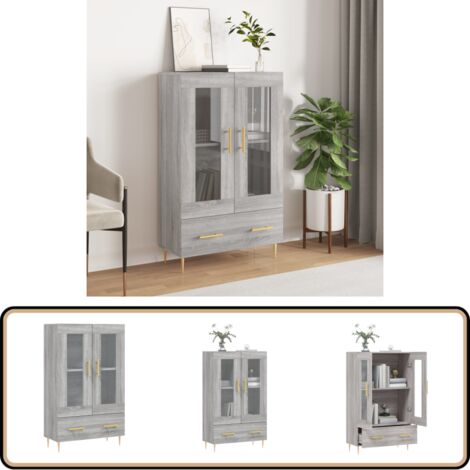 Buffet haut sonoma gris 69,5x31x115 cm bois d'ingénierie - Buffet Design Moderne - Meuble Rangement - Armoire Salon - Commode - Buffet Gris (1/5)