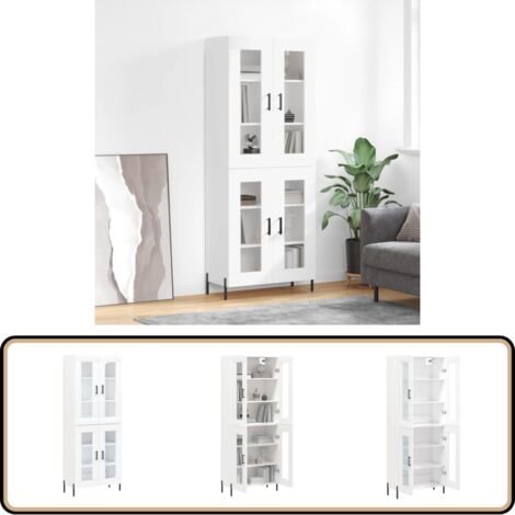 Buffet haut Blanc 69,5x34x180 cm Bois d'ingénierie - Buffet Design Moderne - Meuble Rangement Cuisine - Armoire Blanche - Buffet Haut - Mobilier Salon (1/5)