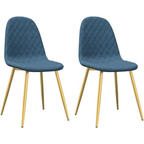 Lot De 2 Chaises En Velours Bleu Foncé Rétro - Pieds Noirs Acier - 81 Cm - Déjà Assemblées