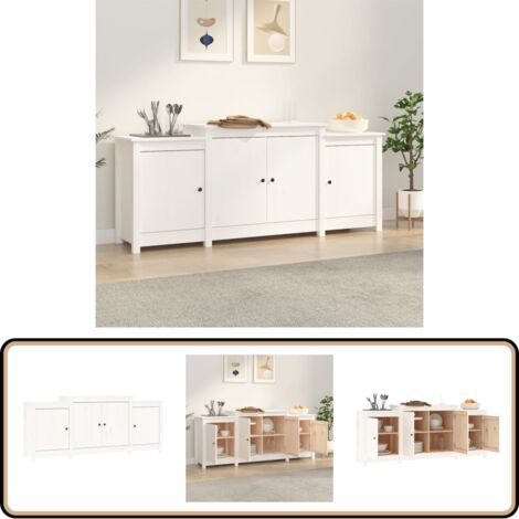 Buffet Meuble De Rangement En Paulownia Coloris Blanc - Longueur 140 X Hauteur 90 X Profondeur 45 Cm