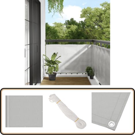 Brise-vue Balcon HIGSOSE - Tissu Oxford Imperméable 90x600 Cm - Couleur Crème - Avec Corde Et œillets - Parfait Terrasse Jardin - 4