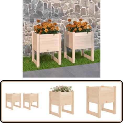 Jardinières Balcon En Jacinthe D'Eau - Lot De 2 Avec 4 Pots Amovibles - 80x20x18cm - Marron Clair - Pour Extérieur - 7