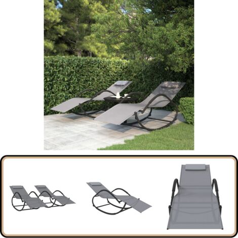 2 Chaises Longues à Bascule En Bois D'acacia - Fauteuils De Jardin Confortables Et Réglables - VidaXL