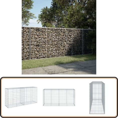 Panier Gabion Avec Couvercle 200x100x50 Cm Fer Galvanisé