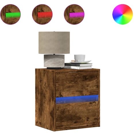 VidaXL Armoires De Chevet Et Lumières LED 2 Pcs Sonoma Gris