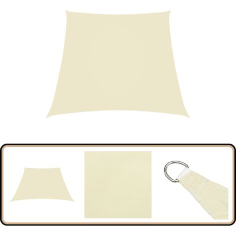 Voile D'Ombrage Rectangulaire 4x5m Crème En Tissu Oxford - Protection UV Et Pluie