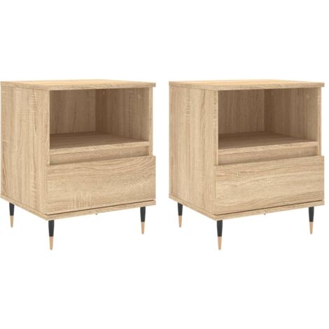 VidaXL Lot De 2 Tables De Chevet Blanches - Meuble De Nuit Moderne Avec 2 Tiroirs, Bois D’Ingénierie, Pour Chambre à Coucher
