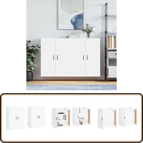Armoires murales 2 pcs blanc bois d'ingénierie - Armoire Murale - Meuble Rangement - Buffet - Placard Mural - Étagère Murale (1/5)