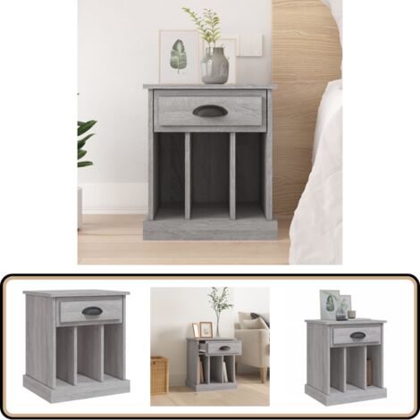 Table De Chevet LONELYO – 2 Tiroirs, Design Rayé Bleu, Métal Robuste - 12
