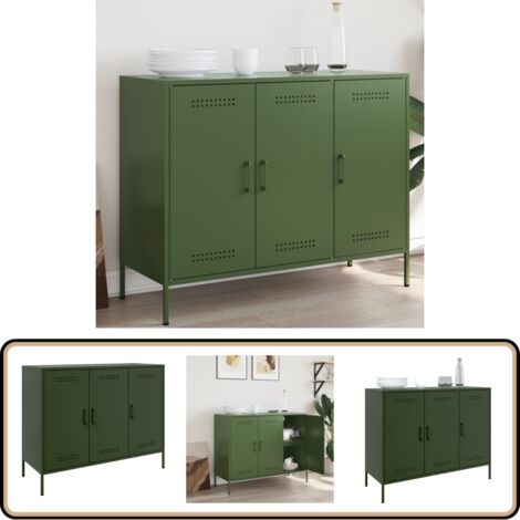 Petit Buffet Vitrine industriel Bas 1 porte en Métal Vert menthe Verre Transparent Caryl