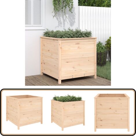 VidaXL Jardinière 100x100 Cm Bois De Pin Massif - Bac à Fleurs Extérieur Empilable Et Pliable