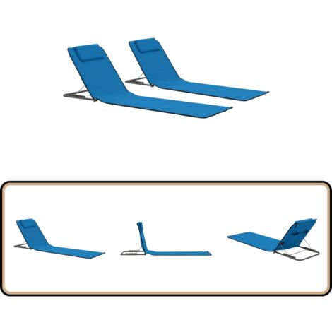 Outsunny Oustunny Lot De 2 Matelas De Plage Rembourré Pliable Avec Dossier Réglable à 5 Niveaux Sac De Transport Acier PE Gris