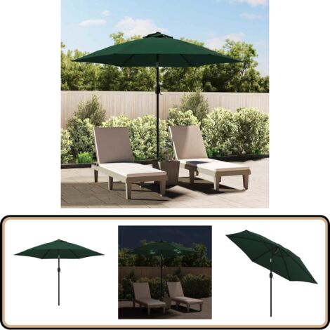 VidaXL Parasol De Jardin Demi Avec Un Mât En Alu - Vert, 294 Cm
