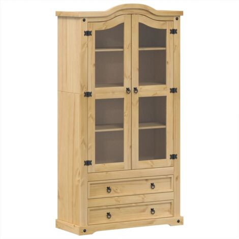 Vitrine En Verre Corona 103,5x42x180 Bois De Pin Massif