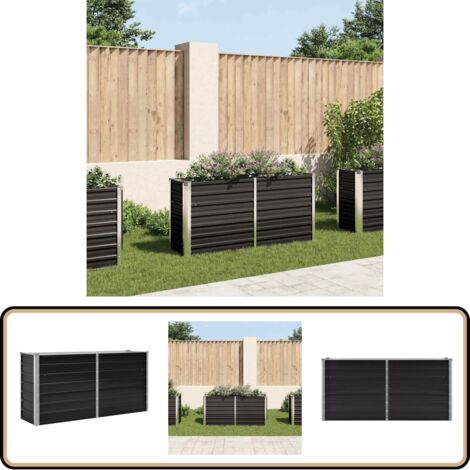 Lot De 2 Jardinières Métal 40x40x40 Cm - Bac à Fleurs Extérieur Surélevé, Acier Noir, Sans Trous De Drainage