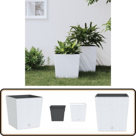 Jardinière Carrée Prosperplast FURU, Blanche, 24cm, Avec Insert, Fabrication Polonaise