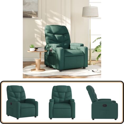 Fauteuil Inclinable VidaXL - Vert Foncé, Repose-pieds, Inclinaison Manuelle, Max 110 Kg
